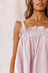 Journey Tied Shoulder Elasticated Neckline Top Blush