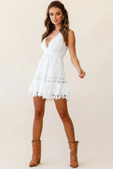 Chloye Sleeveless Lace-Up Back Dress White