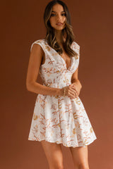 Braxton Tied Back Mini Dress Floral Orange