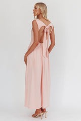Dorothea High Cowl Open Back Maxi Dress Dusty Pink