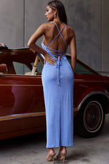 Playing For Keeps Split Front Maxi Dress Ocean