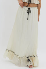 Maidens Tie Detail Overlock Maxi Skirt Cream