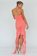 Get Obsessed Ruffle Trim Mini Dress Guava
