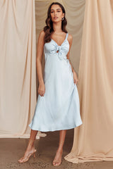 Perfect Day Satin Midi Dress Steel Blue