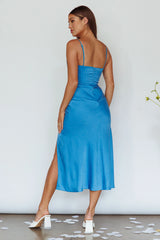 Giorgette Side Split Midi Dress Blue