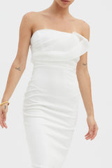 Karaline Strapless Bust Accent Maxi Dress White