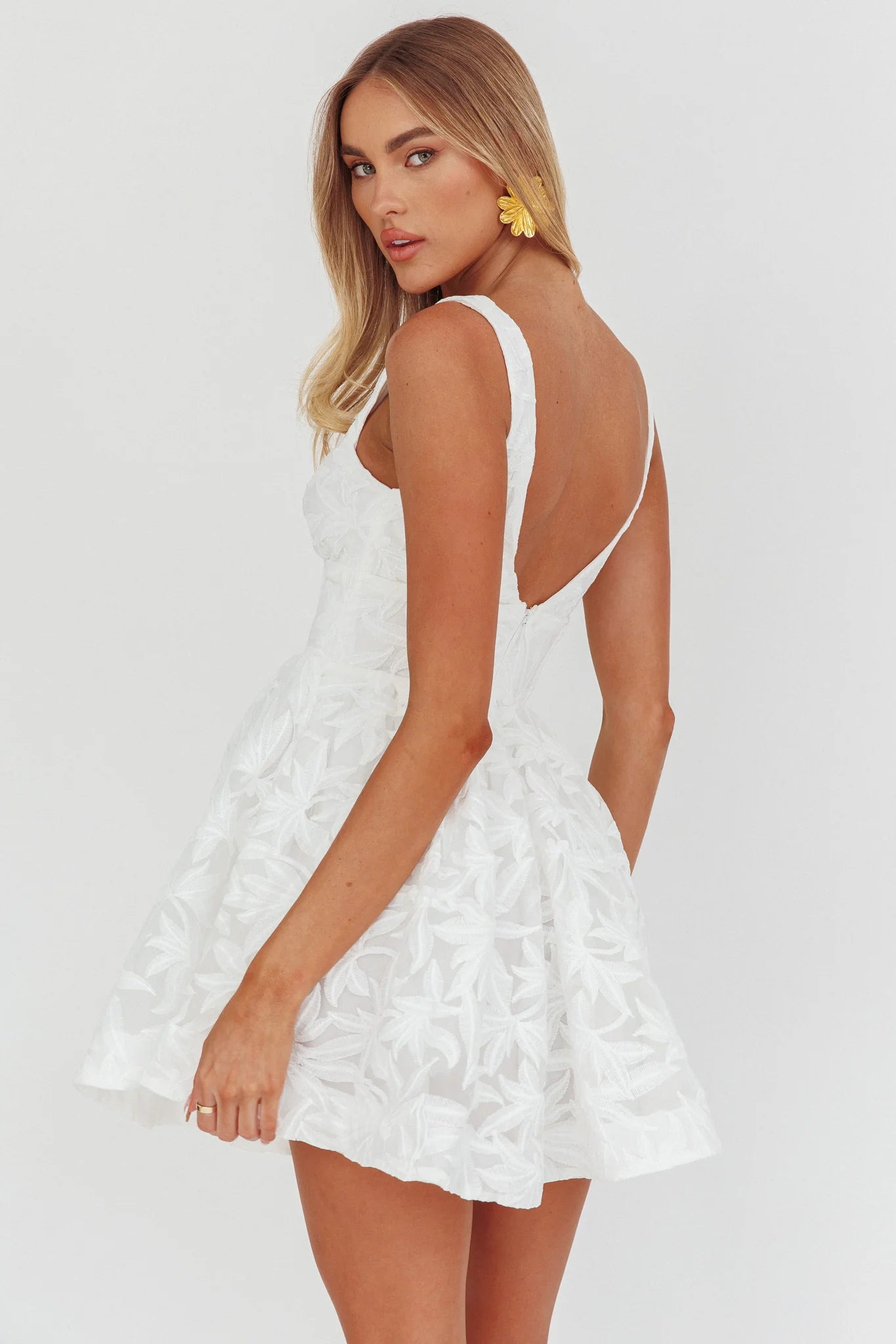 Miley Embroidered A-Line Mini Dress White