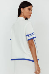 Amalfi Sun Knit Button-Up Shirt White