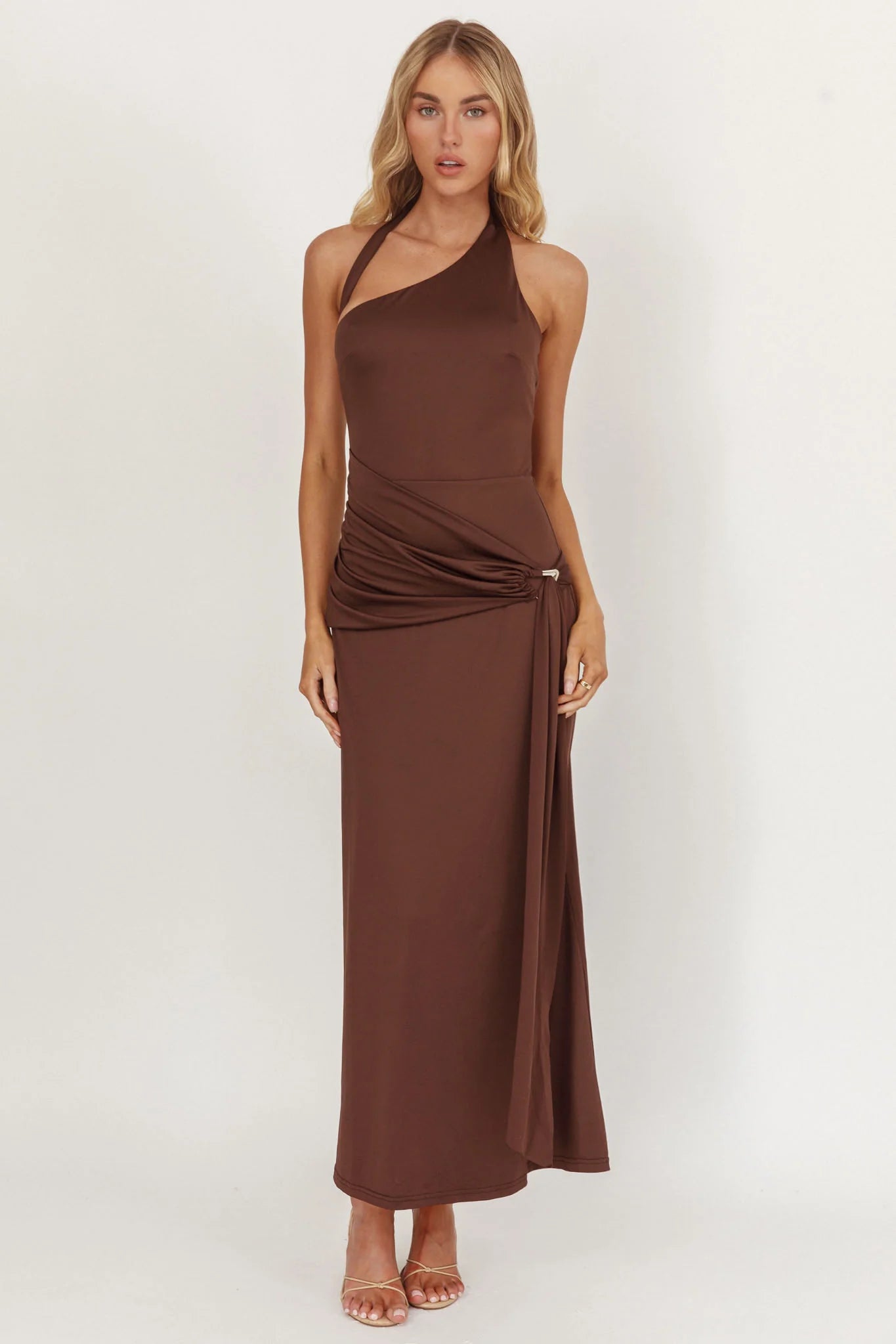 Kimbra Waist Sash Midi Dress Chocolate