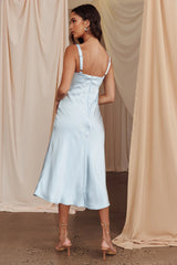Perfect Day Satin Midi Dress Steel Blue