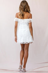 Enchanted Fine Mesh Frill Dress White