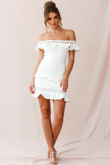 Maddie Off-Shoulder Lace Embroidery Dress White