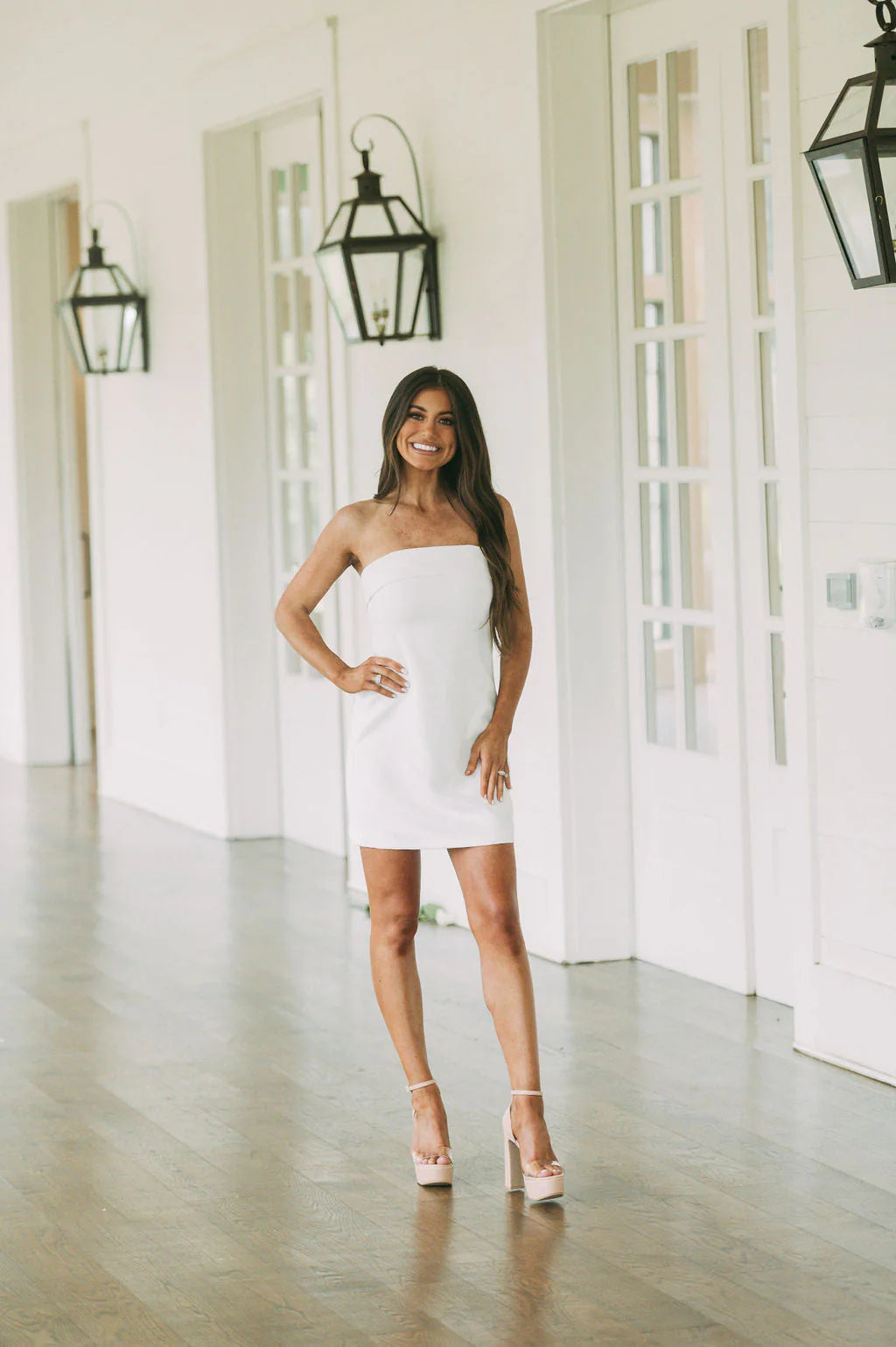 Celia Strapless Mini Dress White