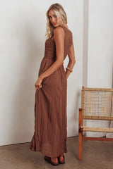 Mirella Smocked Bodice Maxi Dress Mocha
