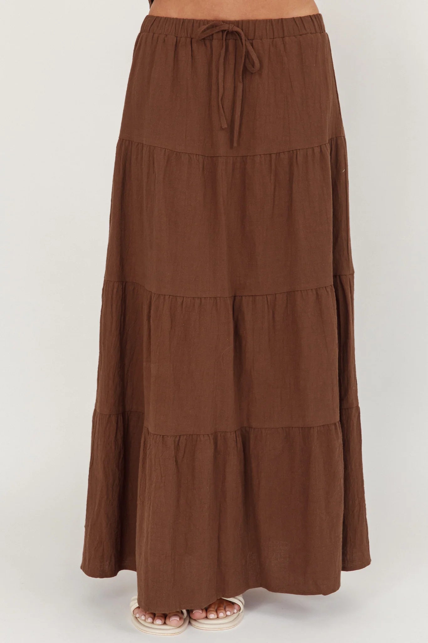 Under The Moons Tie Waist Maxi Skirt Cocoa