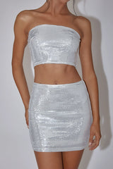 It Girls Sequin Crop Top Silver