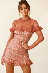 Banks Open Back Lace Overlay Dress Rose