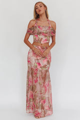 Sunset High Halterneck Crop Top Floral Blush