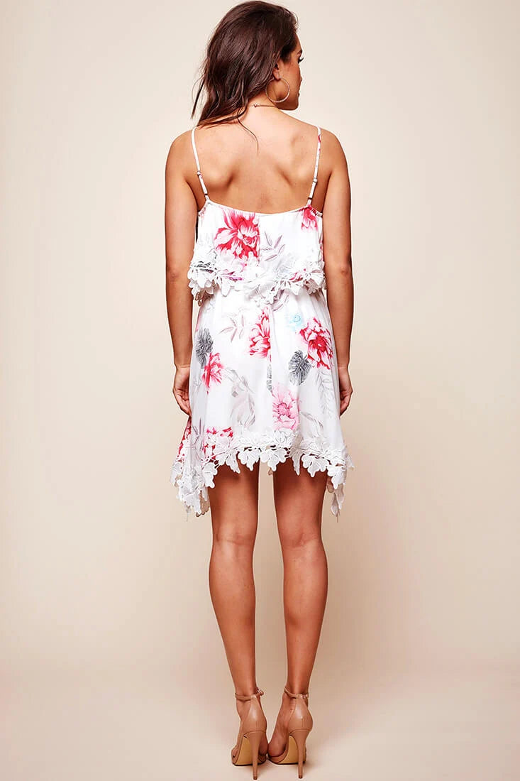 Cassandra Shelf Top Floral Garden Dress White