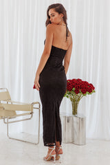 Luna Magic Lace Overlay Maxi Dress Black