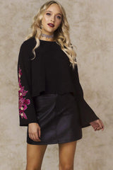 Maisie Crop Bell Sleeve Top Black
