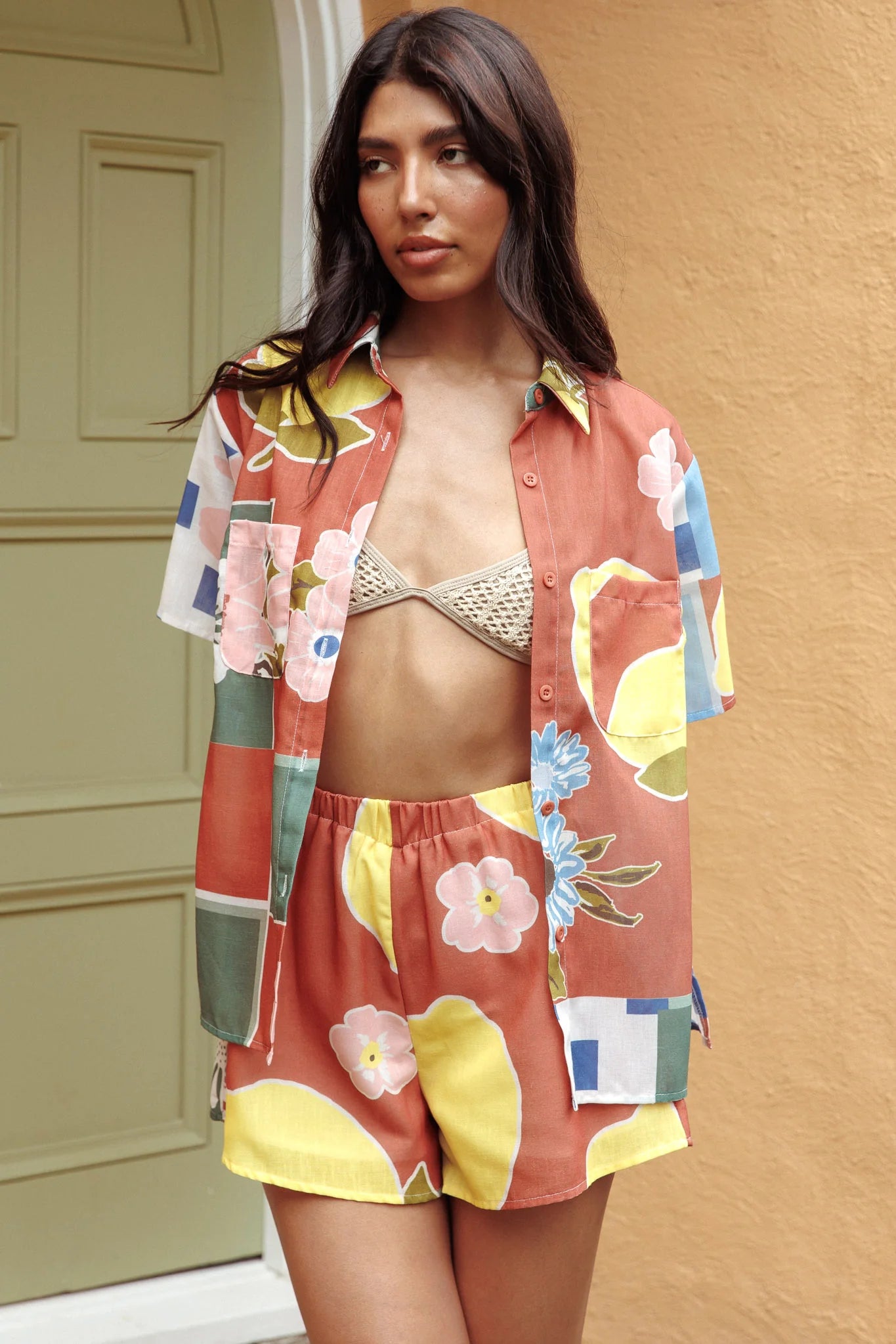 Swing Of Things Pocket Shirt Citrus Terracotta