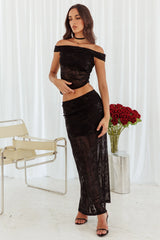 After Party Off-Shoulder Mesh Top Black