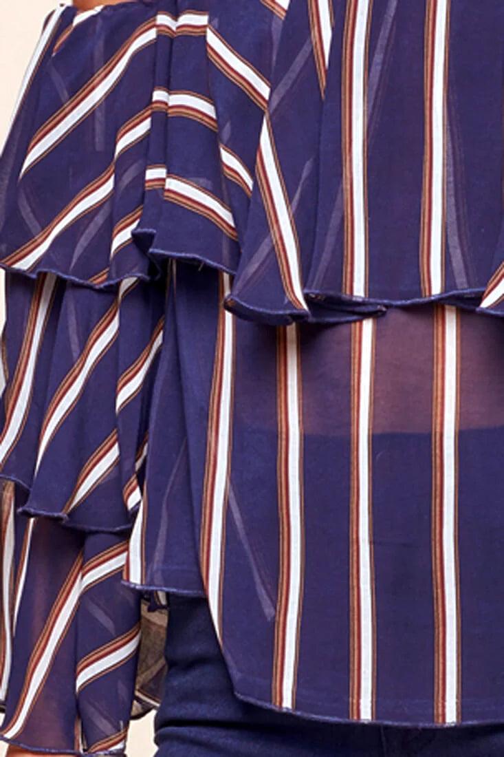 Goldwyn Tiered Striped Tube Top Navy