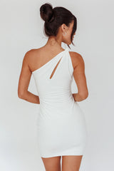 Malaga One-Shoulder Keyhole Mini Dress Off White