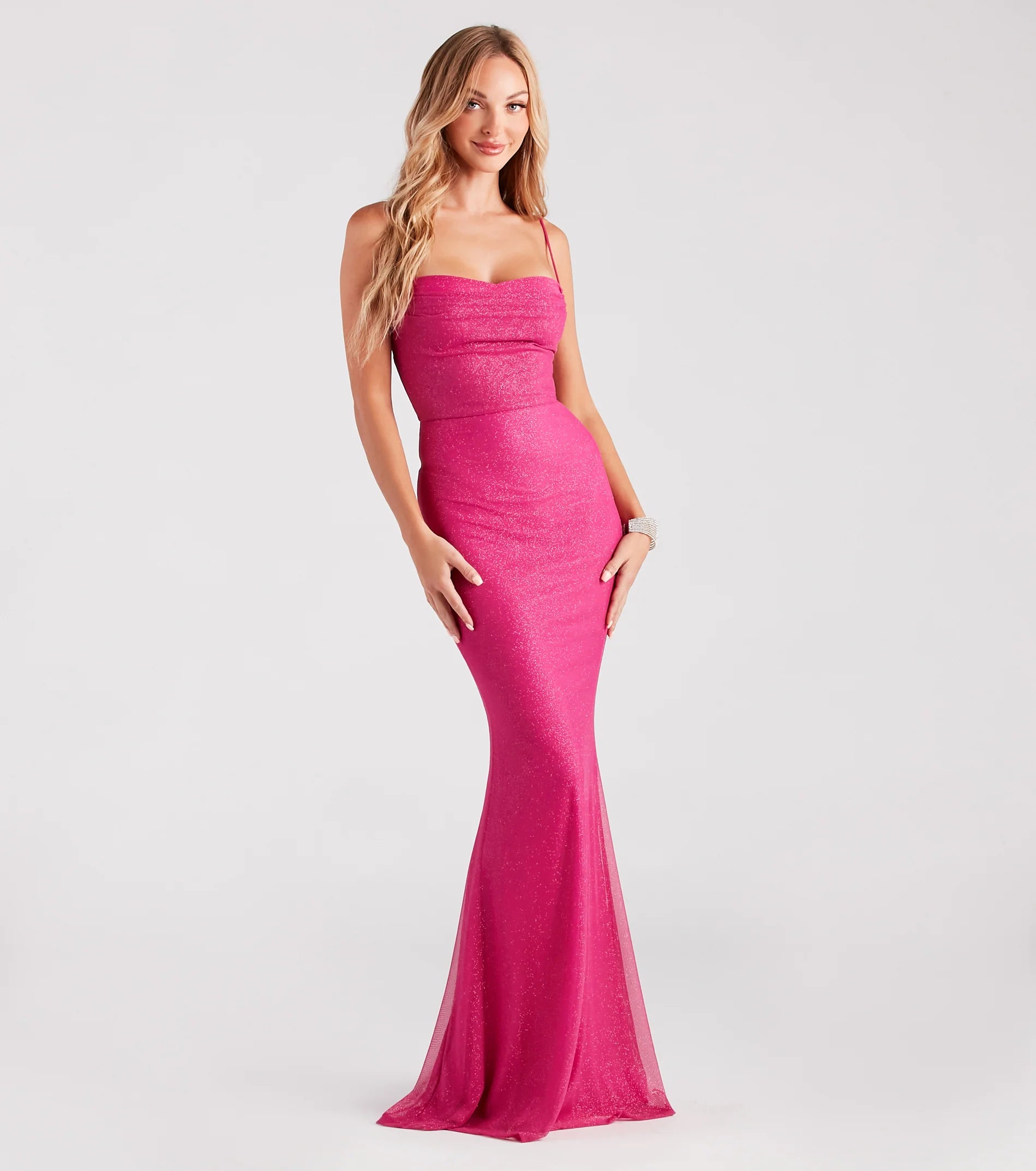 Addison Glitter Mesh Formal Dress