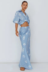 Light Aura Button Up Shirt Print Blue White