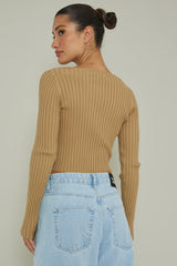 New School Long Sleeve Top Taupe