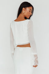 Rana Lace Cuff Long Sleeve Top Cream