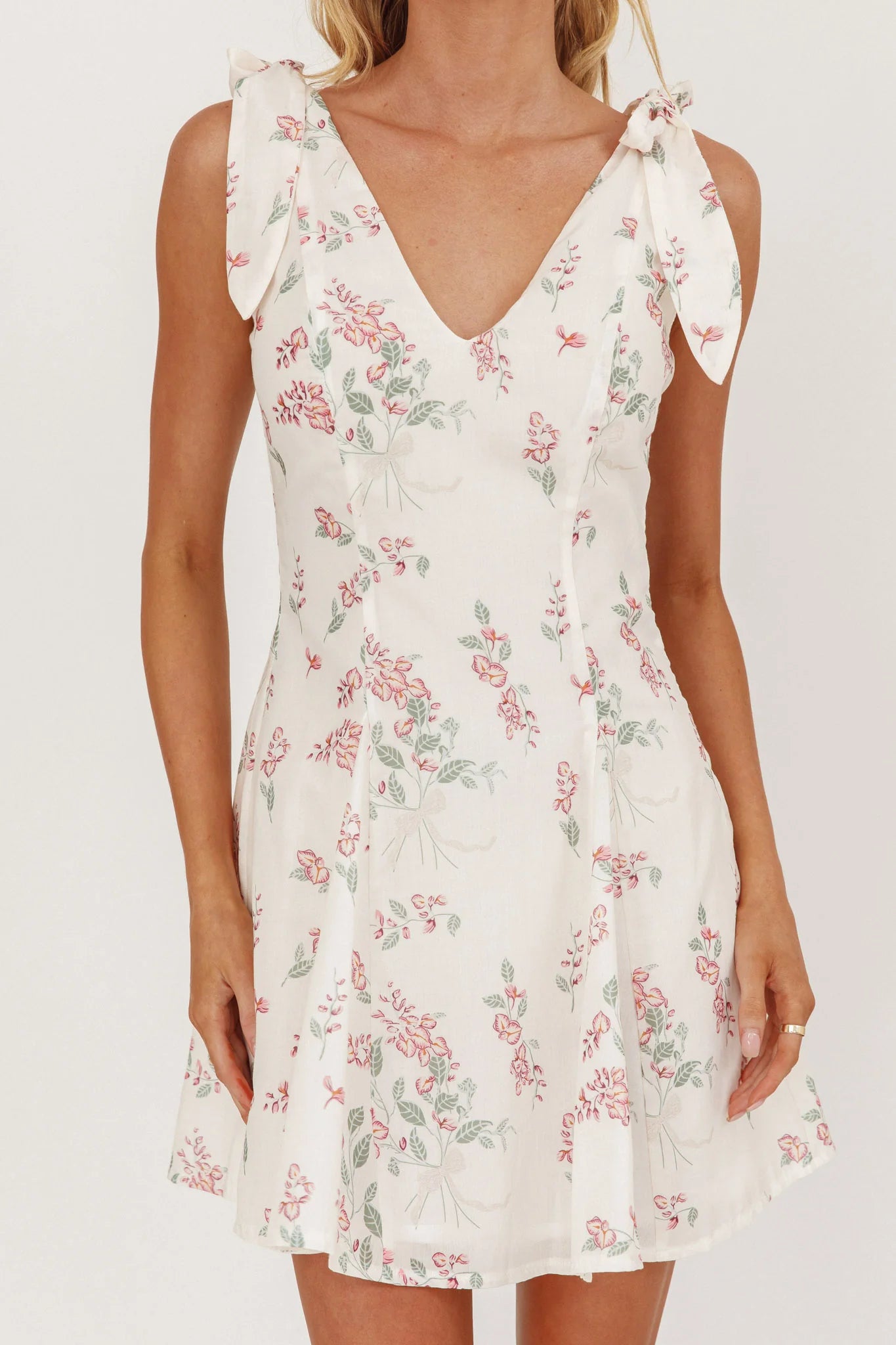 Matina Tied Shoulder Mini Dress Floral