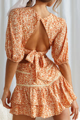 Belong Together Puff Sleeve Open Back Crop Top Floral Print Sun