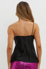 Hyde Diamante Strap Cami Top Black