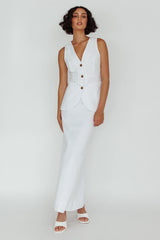 Philomena Button Vest Top White