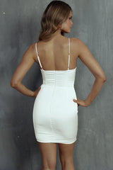 Bellini Lace-Up Front Mini Dress White