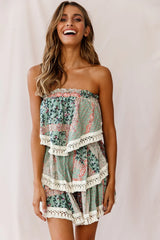 Palau Tassel-Trimmed Paisley Crop Top Olive