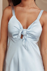 Perfect Day Satin Midi Dress Steel Blue