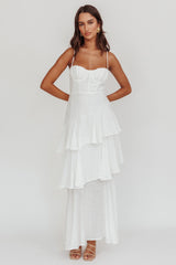 Madrid Tiered Ruffle Maxi Dress White