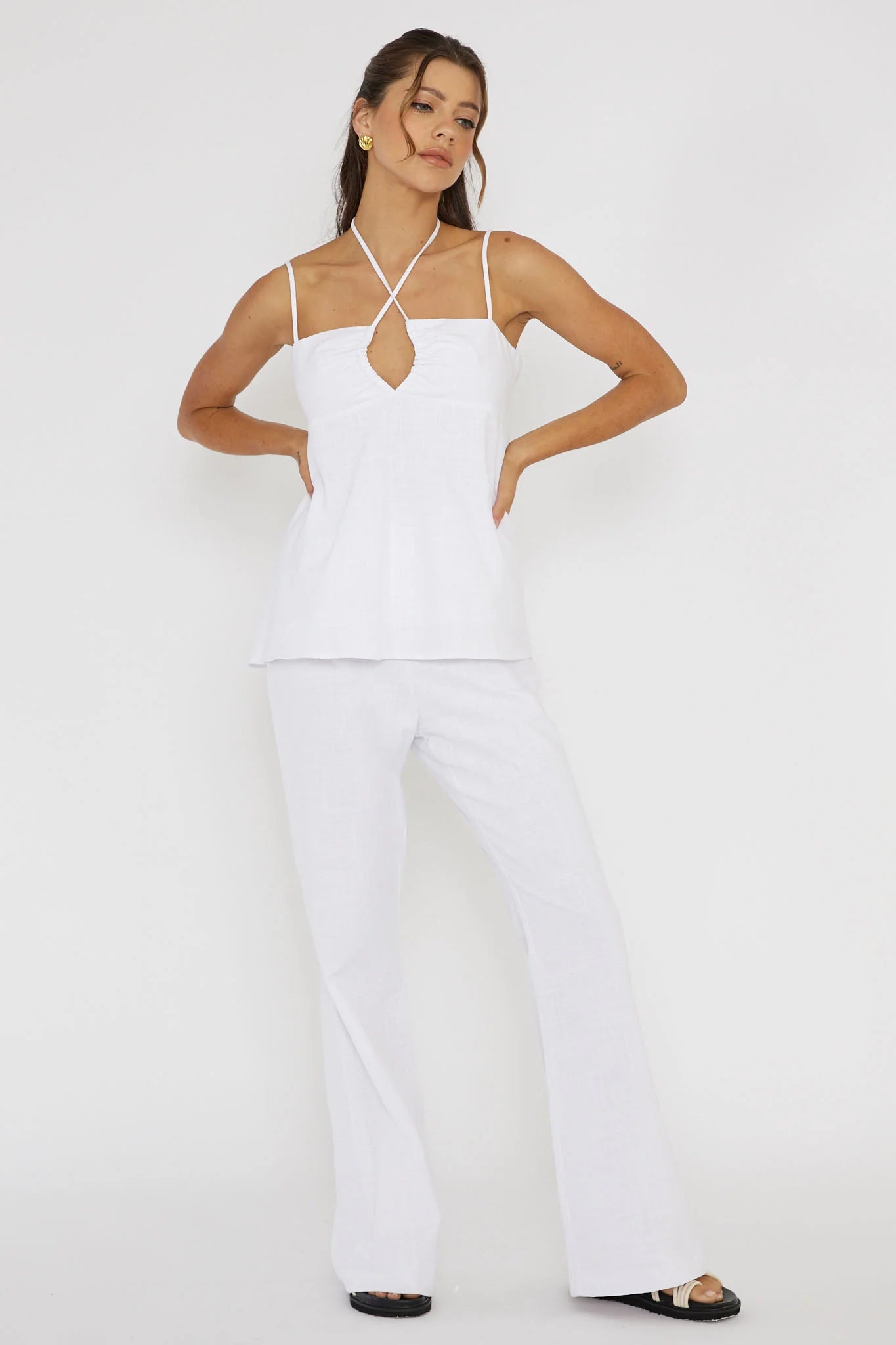 Freestyle Neck Tie Top White