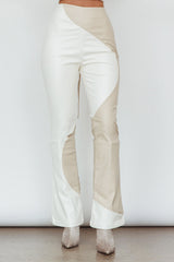 Zebulon Faux Leather Flare Pants Ivory