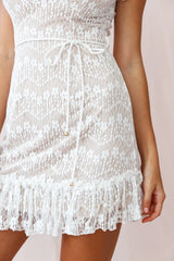 Florence Ruffle Trim Lace Dress White