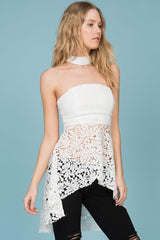 Felicity Crochet Choke Collar Top White