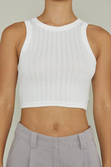 Seeker Ribbed Crop Top White
