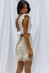 Pura Vida Crochet Mini Skirt Beige