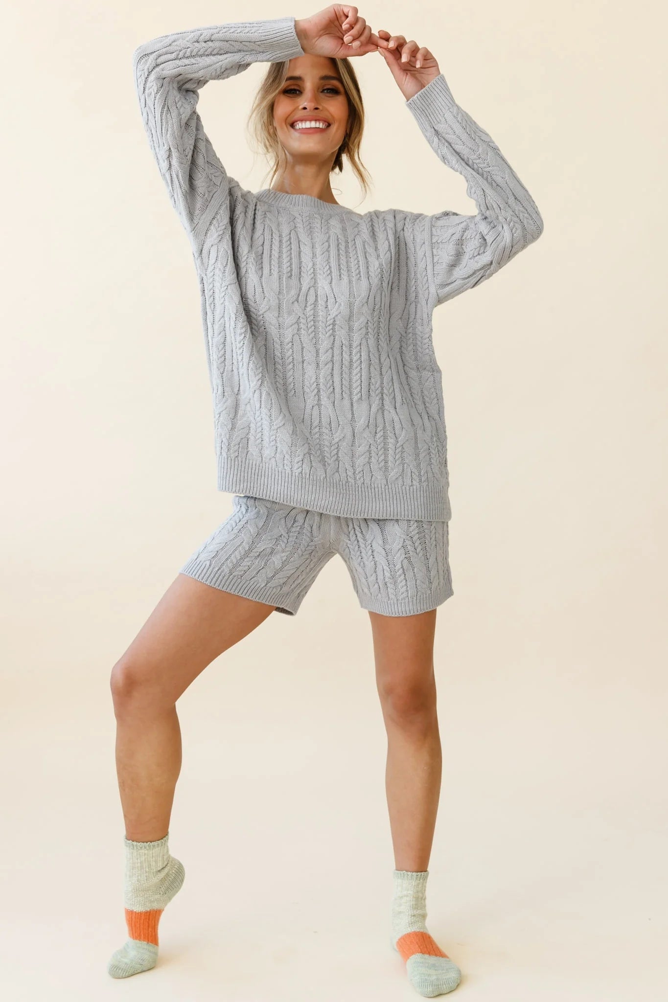 Colorado Cable Knit Sweater Grey