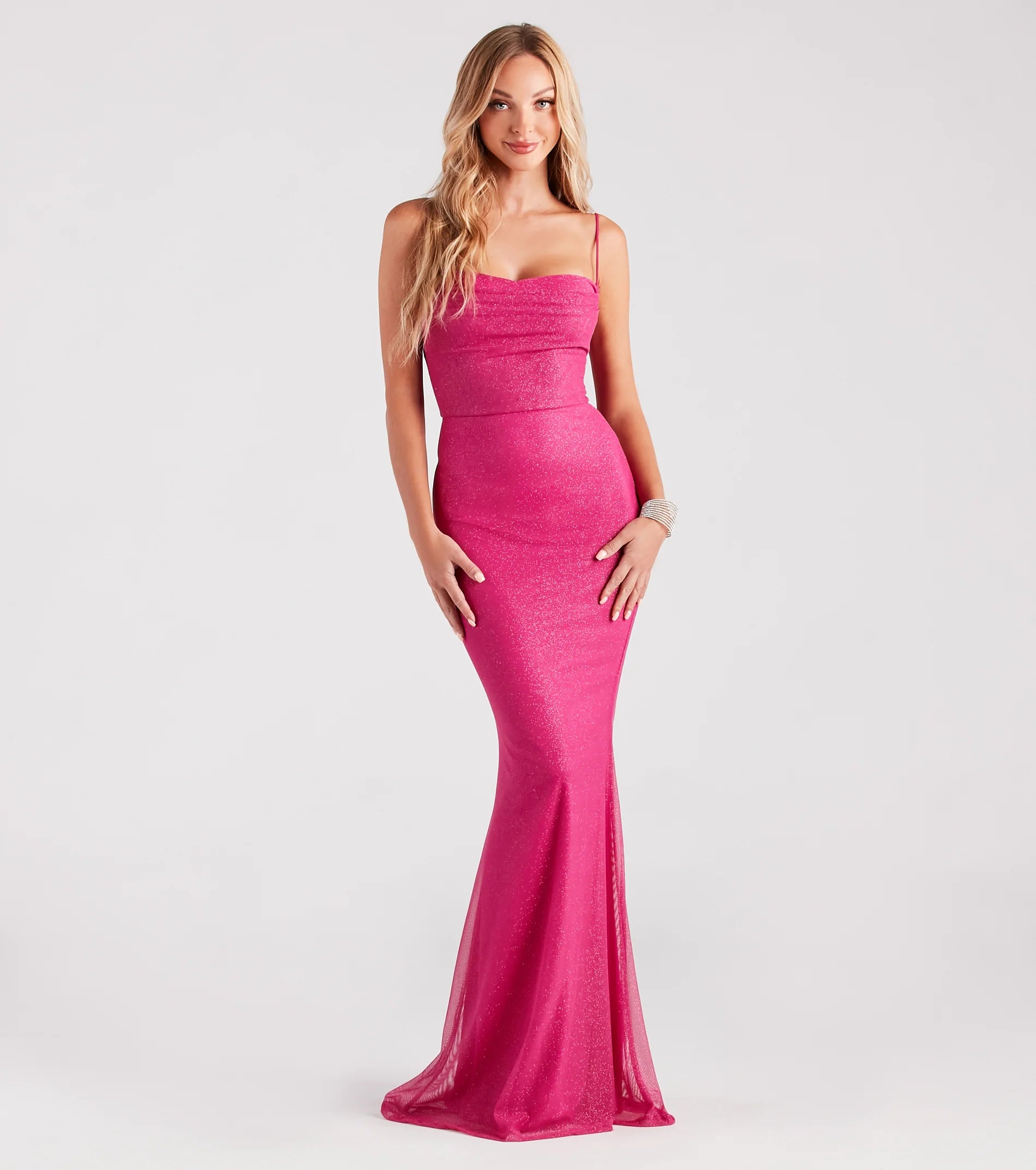 Addison Glitter Mesh Formal Dress