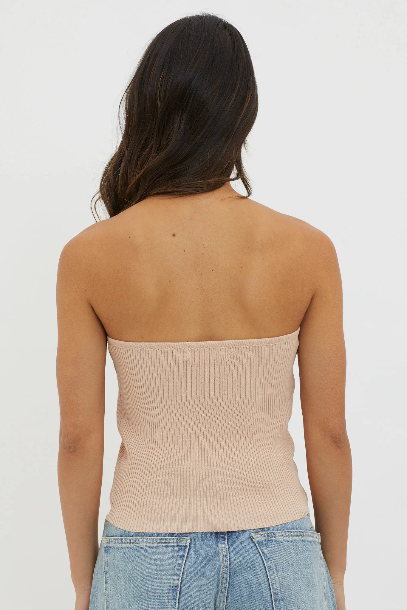 Flora Strapless Knit Top Mocha